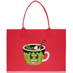 Halloween Trick or Treat Tote Bag Halloween Tote Bag for Kids Halloween Gift Halloween Candy Bag Halloween Doodles Cute Canvas Tote Bag