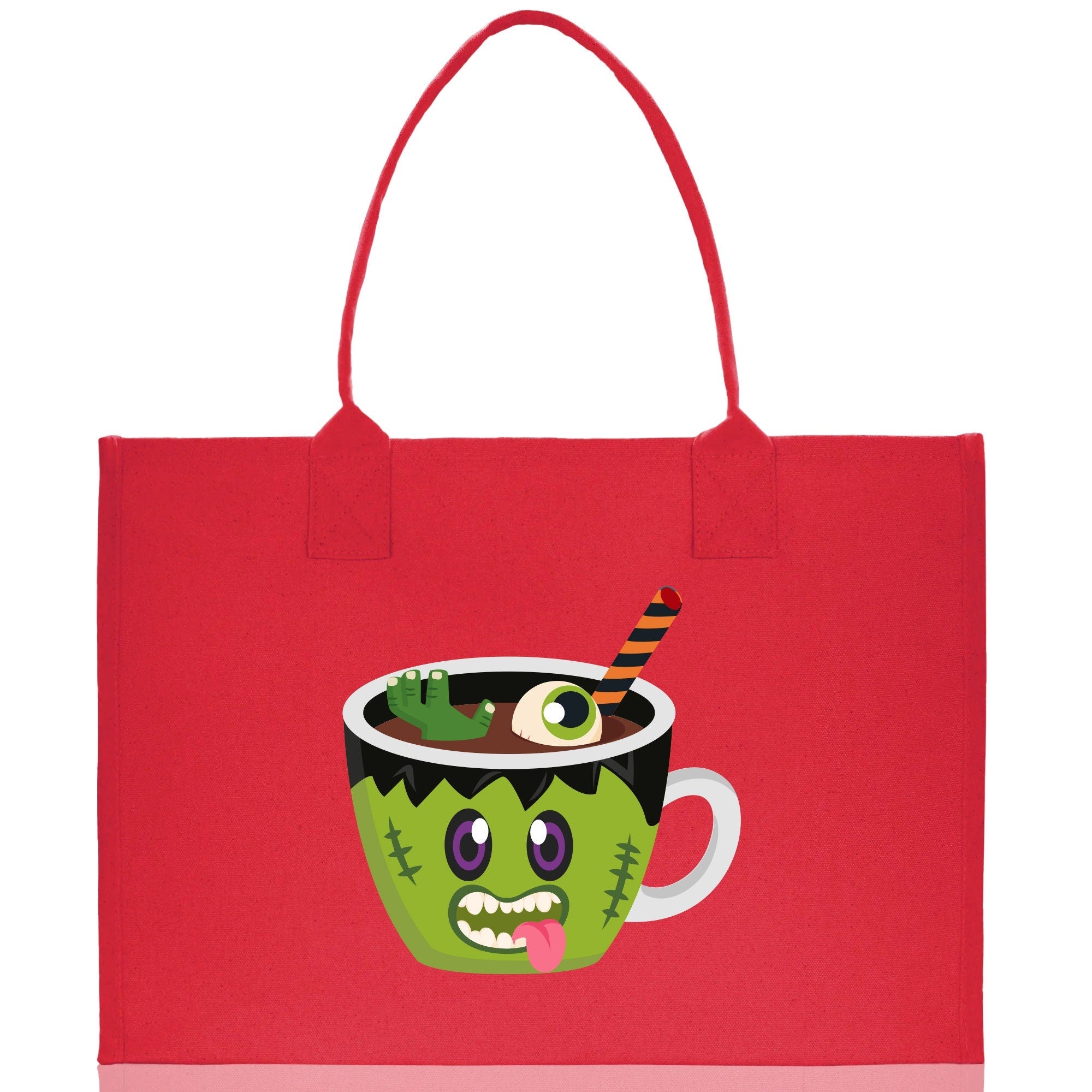 Halloween Trick or Treat Tote Bag Halloween Tote Bag for Kids Halloween Gift Halloween Candy Bag Halloween Doodles Cute Canvas Tote Bag