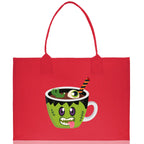Halloween Trick or Treat Tote Bag Halloween Tote Bag for Kids Halloween Gift Halloween Candy Bag Halloween Doodles Cute Canvas Tote Bag