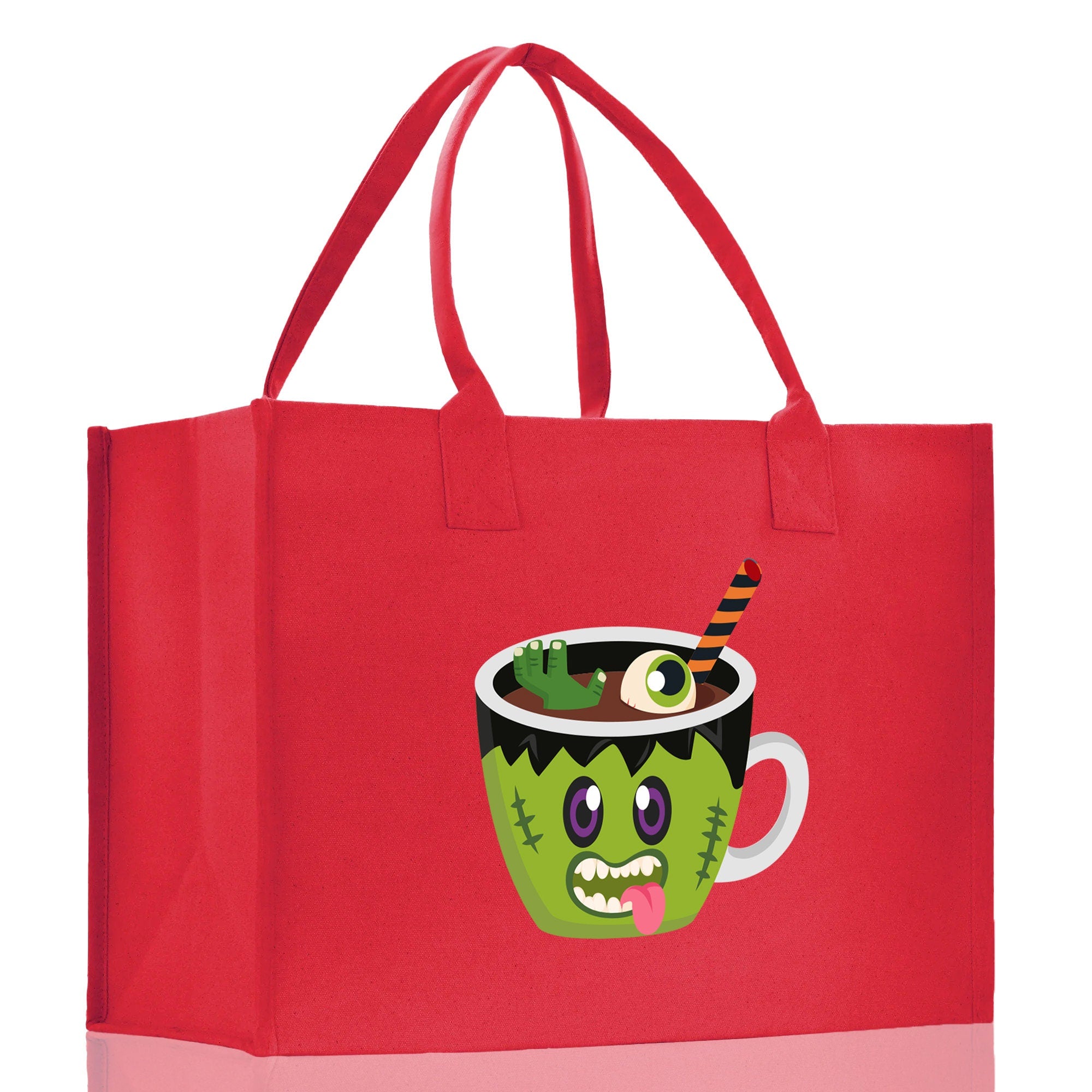 Halloween Trick or Treat Tote Bag Halloween Tote Bag for Kids Halloween Gift Halloween Candy Bag Halloween Doodles Cute Canvas Tote Bag