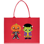 Halloween Trick or Treat Tote Bag Halloween Tote Bag for Kids Halloween Gift Halloween Candy Bag Halloween Doodles Cute Canvas Tote Bag