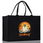 Halloween Trick or Treat Tote Bag Halloween Tote Bag for Kids Halloween Gift Halloween Candy Bag Halloween Doodles Cute Canvas Tote Bag