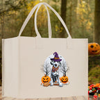 Halloween Trick or Treat Tote Bag Halloween Tote Bag for Kids Halloween Gift Halloween Candy Bag Halloween Doodles Cute Canvas Tote Bag