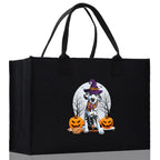 Halloween Trick or Treat Tote Bag Halloween Tote Bag for Kids Halloween Gift Halloween Candy Bag Halloween Doodles Cute Canvas Tote Bag