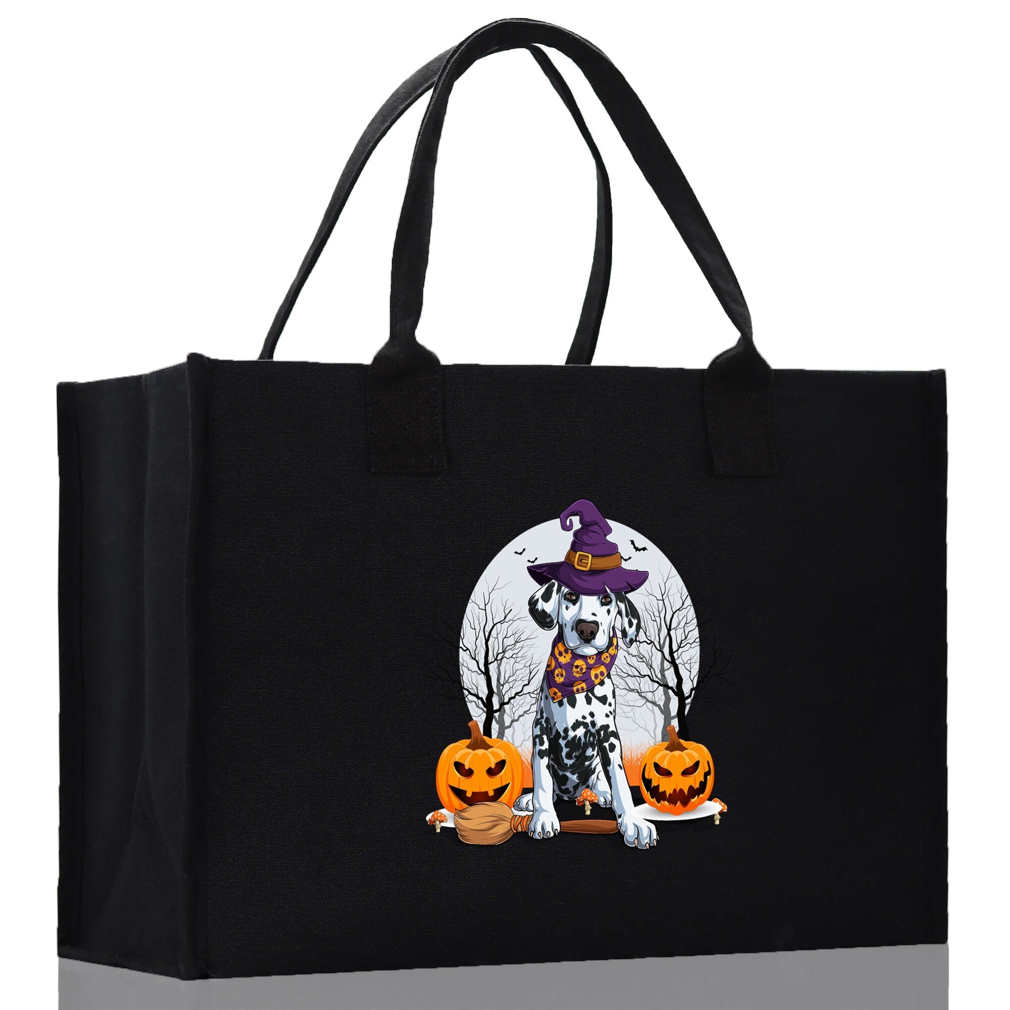 Halloween Trick or Treat Tote Bag Halloween Tote Bag for Kids Halloween Gift Halloween Candy Bag Halloween Doodles Cute Canvas Tote Bag