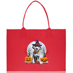 Halloween Trick or Treat Tote Bag Halloween Tote Bag for Kids Halloween Gift Halloween Candy Bag Halloween Doodles Cute Canvas Tote Bag
