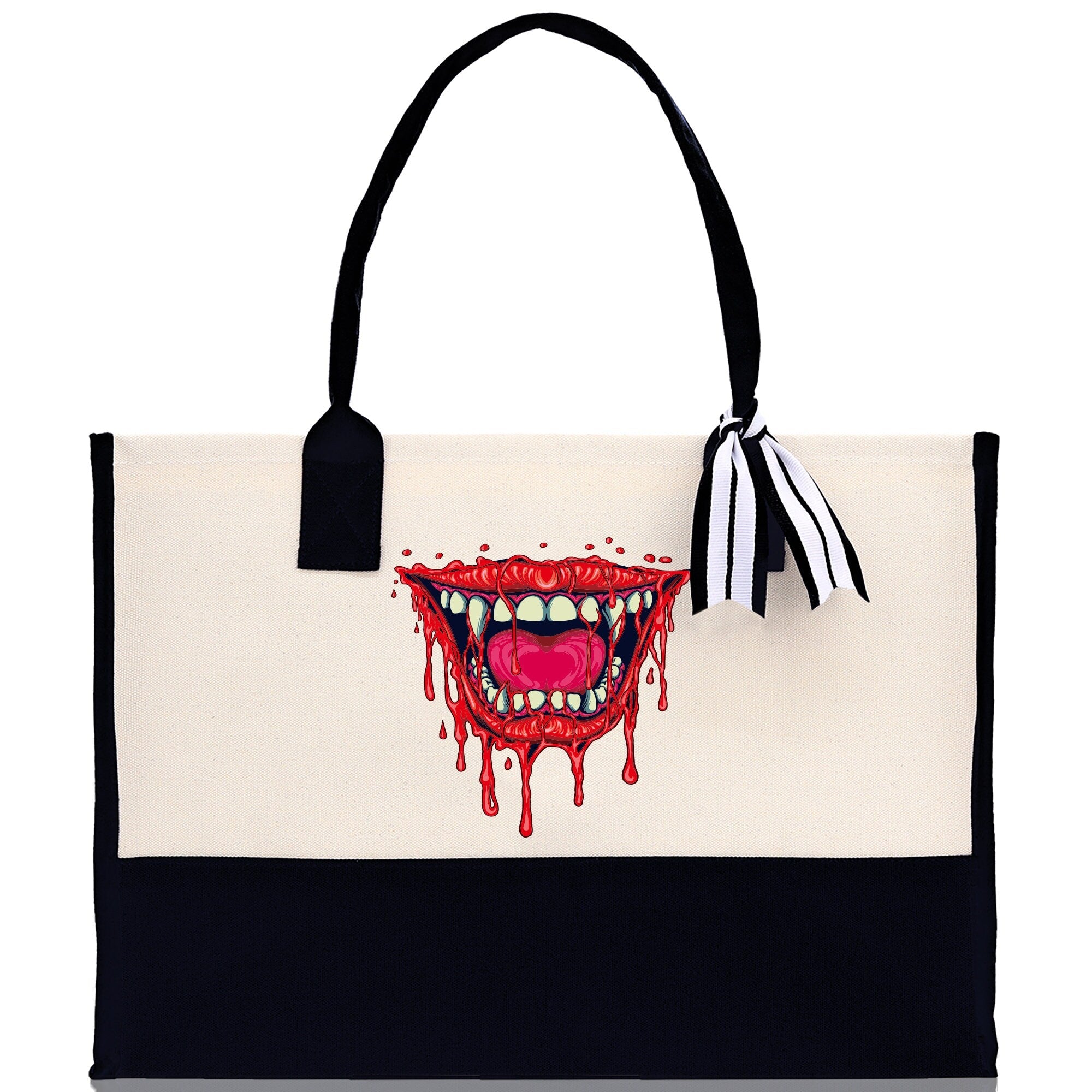 Halloween Trick or Treat Tote Bag Halloween Tote Bag for Kids Halloween Gift Halloween Candy Bag Halloween Doodles Cute Canvas Tote Bag