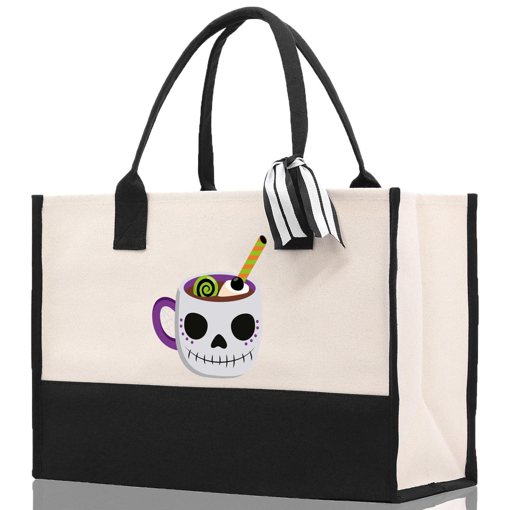 Halloween Trick or Treat Tote Bag Halloween Tote Bag for Kids Halloween Gift Halloween Candy Bag Halloween Doodles Cute Canvas Tote Bag