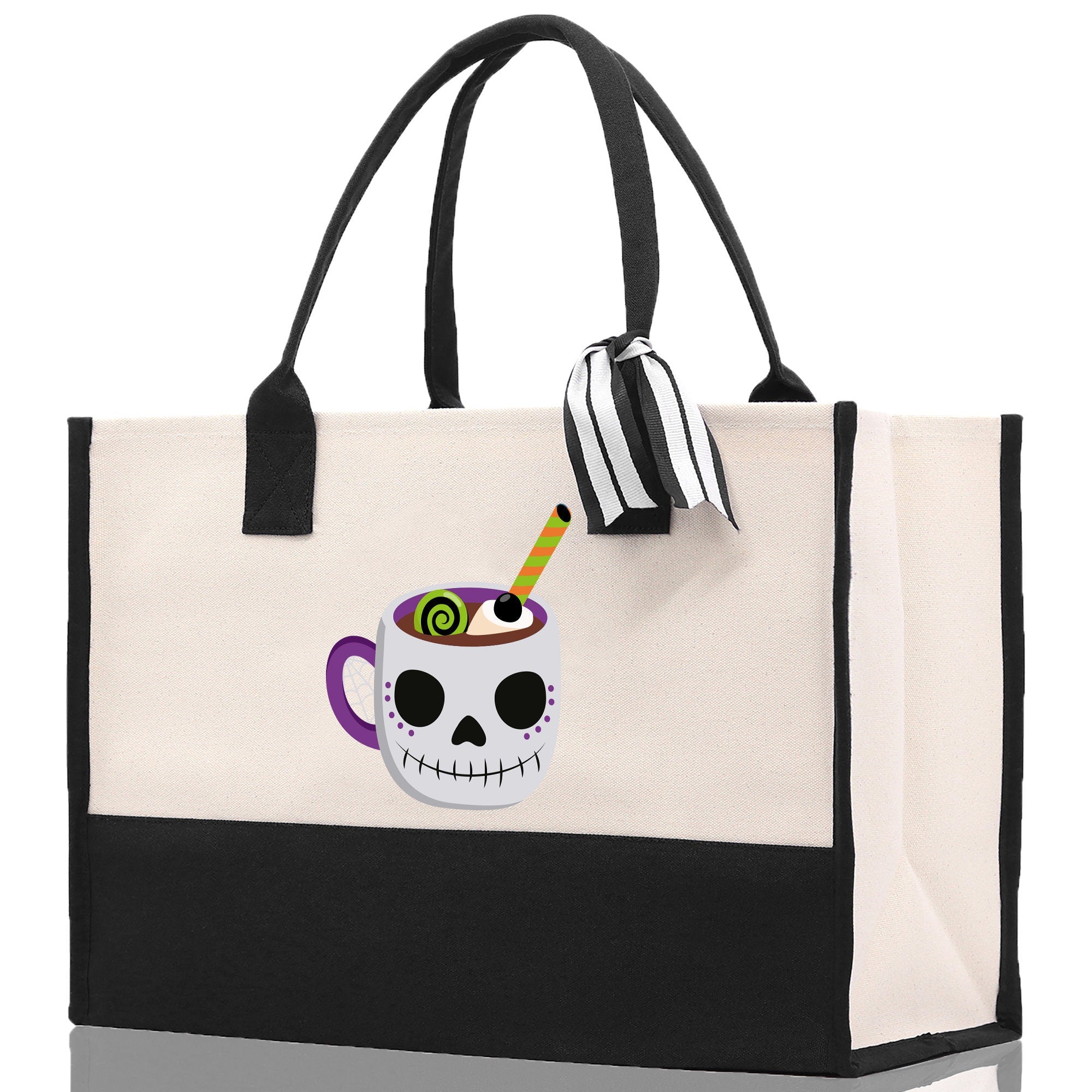 Halloween Trick or Treat Tote Bag Halloween Tote Bag for Kids Halloween Gift Halloween Candy Bag Halloween Doodles Cute Canvas Tote Bag