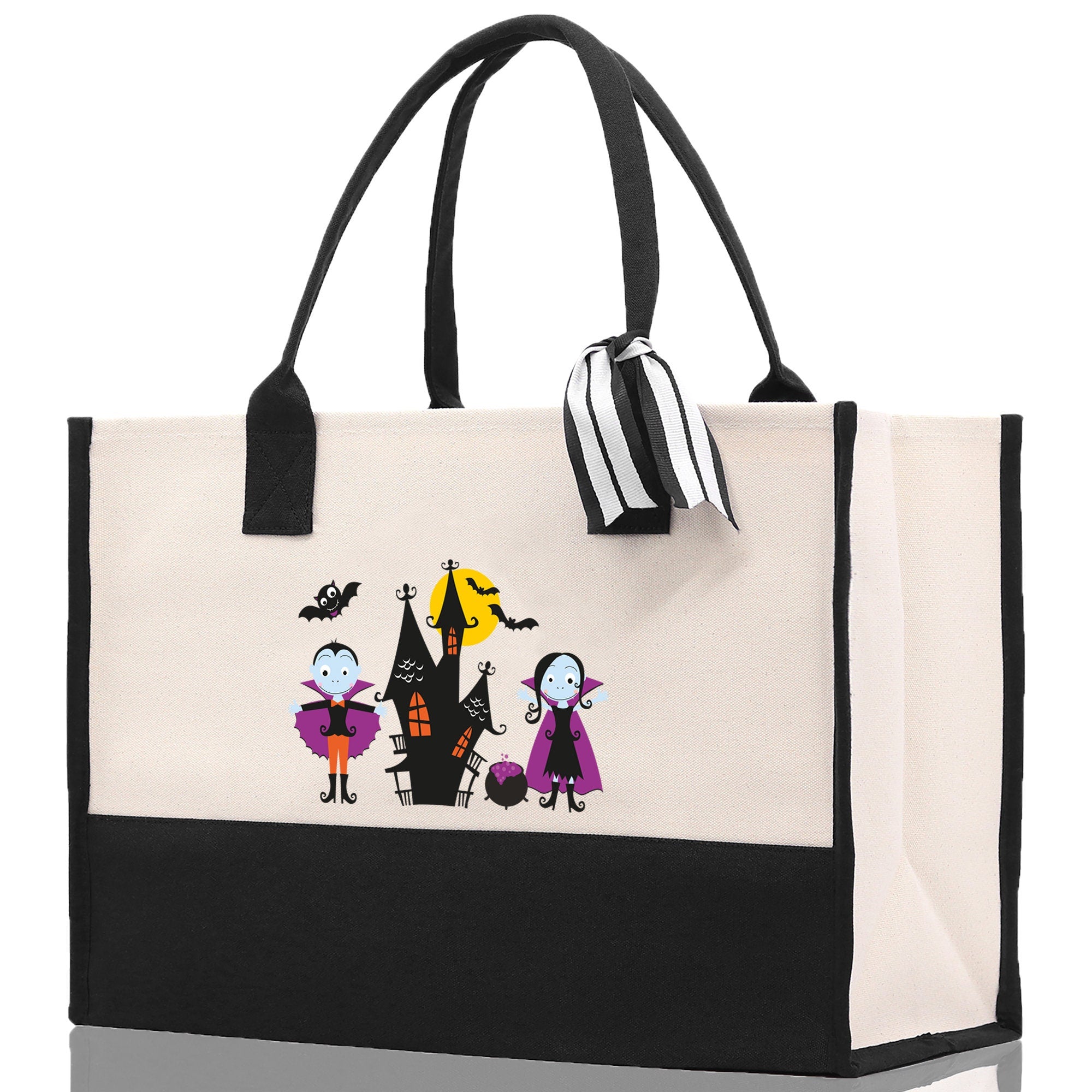 Halloween Trick or Treat Tote Bag Halloween Tote Bag for Kids Halloween Gift Halloween Candy Bag Halloween Doodles Cute Canvas Tote Bag