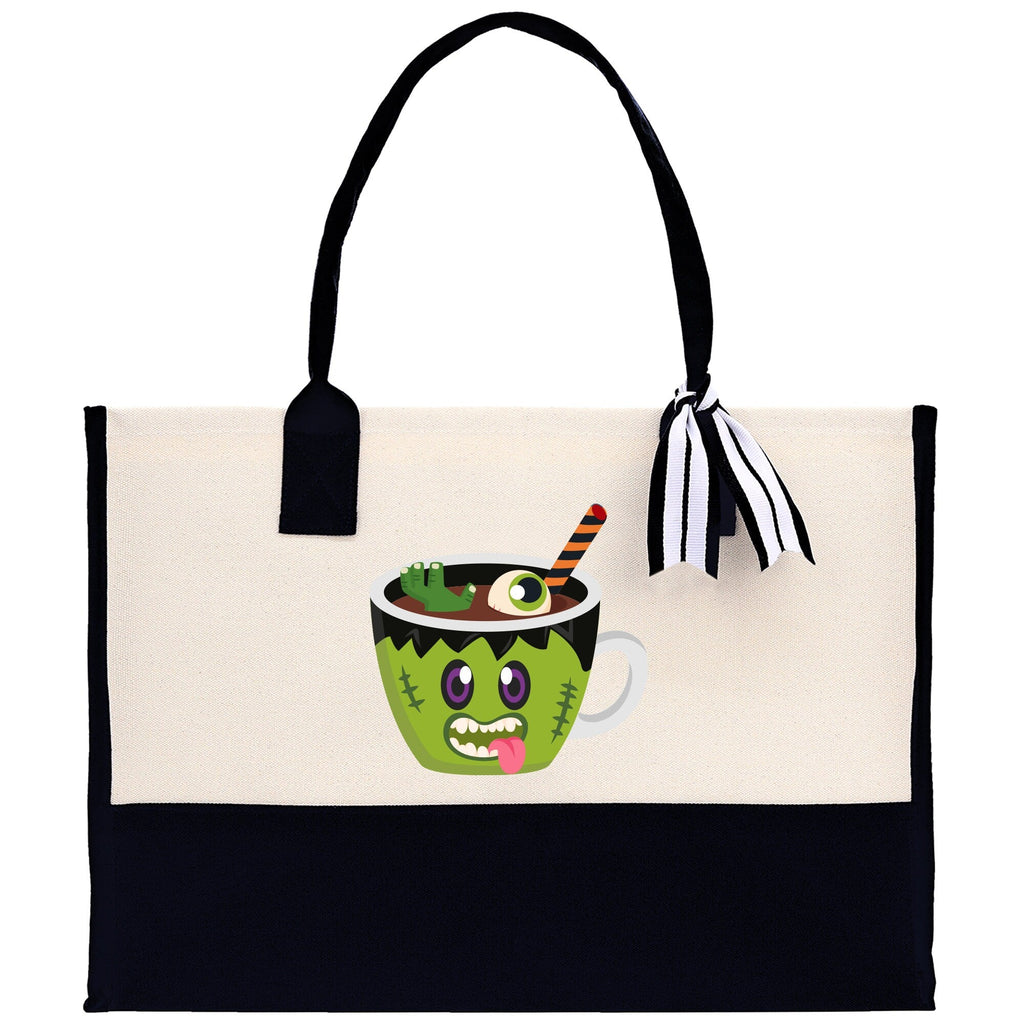 Halloween Trick or Treat Tote Bag Halloween Tote Bag for Kids Halloween Gift Halloween Candy Bag Halloween Doodles Cute Canvas Tote Bag