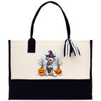 Halloween Trick or Treat Tote Bag Halloween Tote Bag for Kids Halloween Gift Halloween Candy Bag Halloween Doodles Cute Canvas Tote Bag