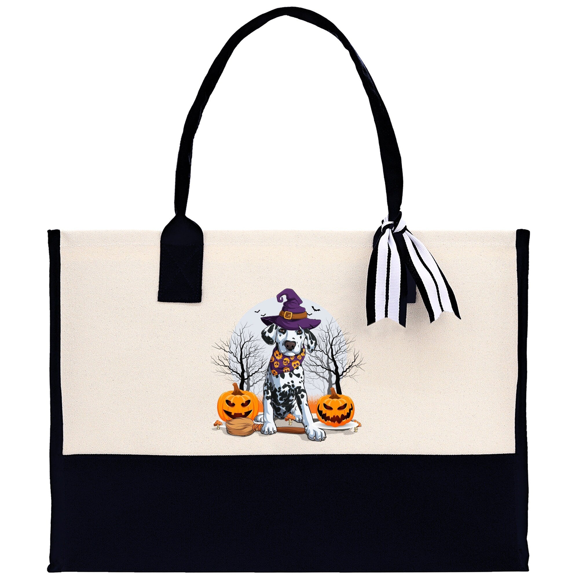 Halloween Trick or Treat Tote Bag Halloween Tote Bag for Kids Halloween Gift Halloween Candy Bag Halloween Doodles Cute Canvas Tote Bag