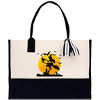 Halloween Trick or Treat Tote Bag Halloween Tote Bag for Kids Halloween Gift Halloween Candy Bag Halloween Doodles Cute Canvas Tote Bag