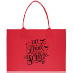 Halloween Trick or Treat Tote Bag Halloween Tote Bag for Kids Halloween Gift Halloween Candy Bag Halloween Doodles Cute Canvas Tote Bag