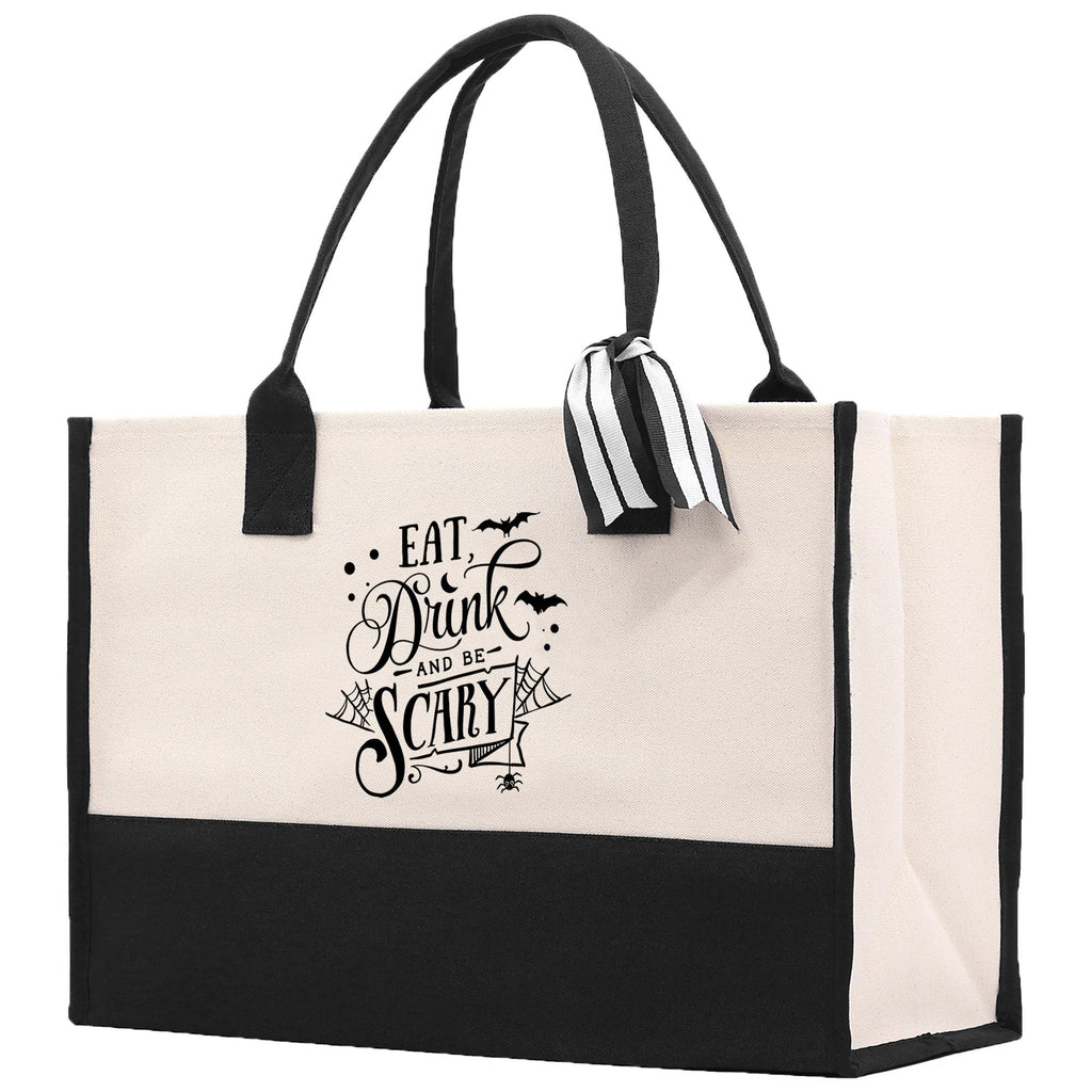 Halloween Trick or Treat Tote Bag Halloween Tote Bag for Kids Halloween Gift Halloween Candy Bag Halloween Doodles Cute Canvas Tote Bag