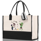 Halloween Trick or Treat Tote Bag Halloween Tote Bag for Kids Halloween Gift Halloween Candy Bag Halloween Doodles Cute Canvas Tote Bag