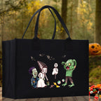 Halloween Trick or Treat Tote Bag Halloween Tote Bag for Kids Halloween Gift Halloween Candy Bag Halloween Doodles Cute Canvas Tote Bag