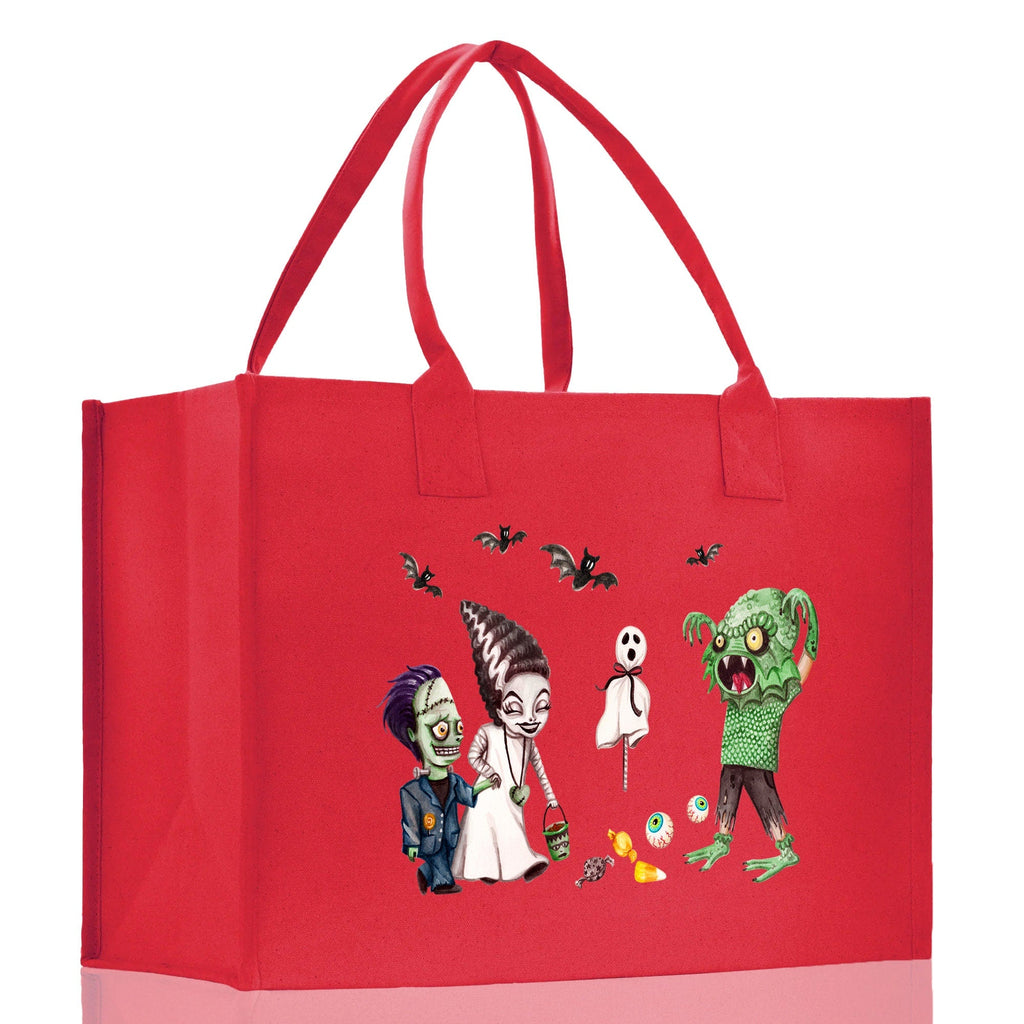 Halloween Trick or Treat Tote Bag Halloween Tote Bag for Kids Halloween Gift Halloween Candy Bag Halloween Doodles Cute Canvas Tote Bag