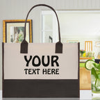 Customized Embroidered Name Tote Bag 100% Cotton Canvas and a Chic Personalized Tote Bag, Beach Bag, Market Bag, Bridesmaid Bag - Brown