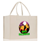 Halloween Trick or Treat Tote Bag Halloween Tote Bag for Kids Halloween Gift Halloween Candy Bag Halloween Doodles Cute Canvas Tote Bag