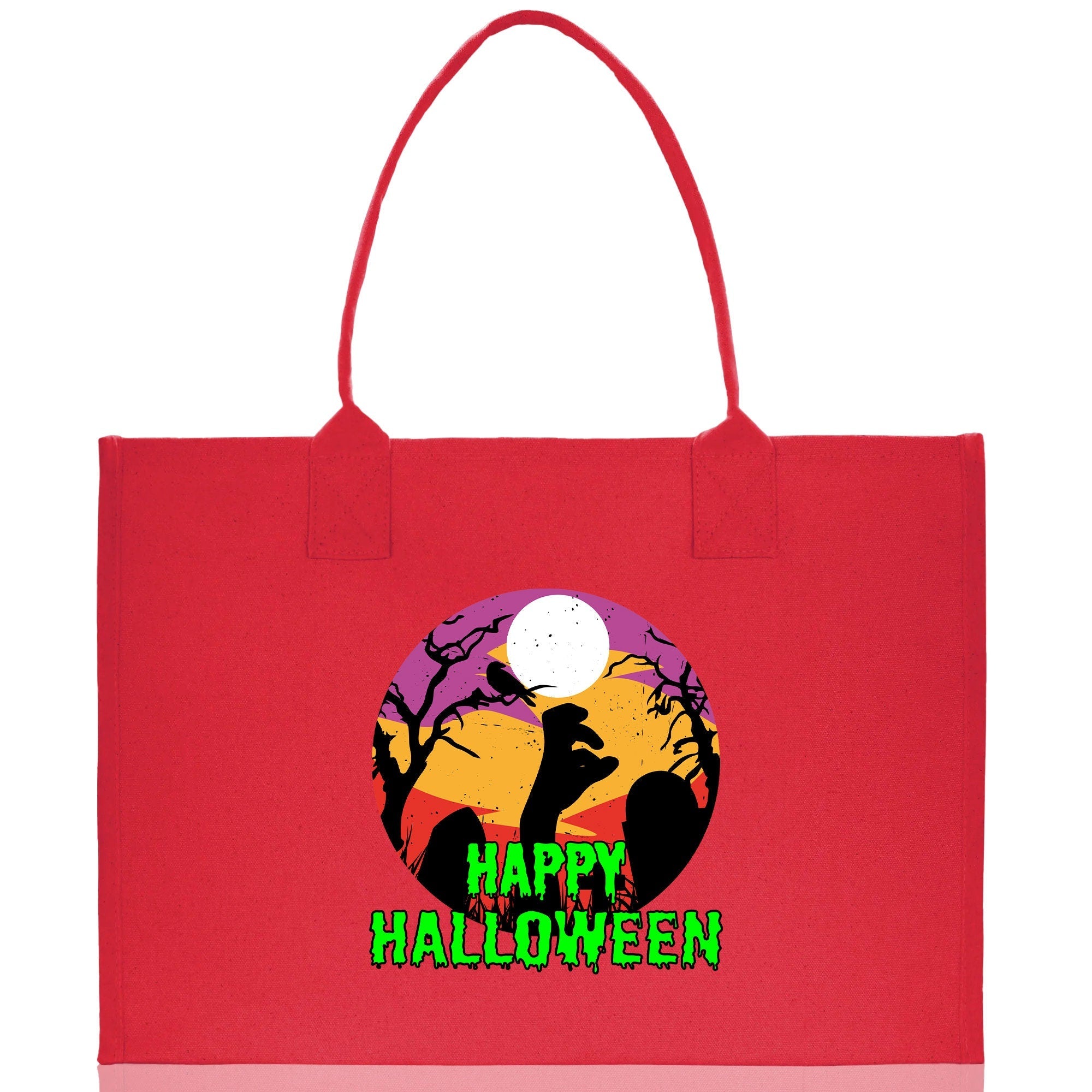 Halloween Trick or Treat Tote Bag Halloween Tote Bag for Kids Halloween Gift Halloween Candy Bag Halloween Doodles Cute Canvas Tote Bag