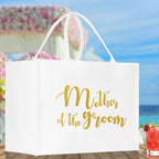 Mother of The Groom Large Print Tote Bag 100% Cotton Canvas Bridal Party Tote Bachelorette Bag Bridal Chic Tote Bags Wedding Totes