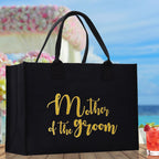 Mother of The Groom Large Print Tote Bag 100% Cotton Canvas Bridal Party Tote Bachelorette Bag Bridal Chic Tote Bags Wedding Totes