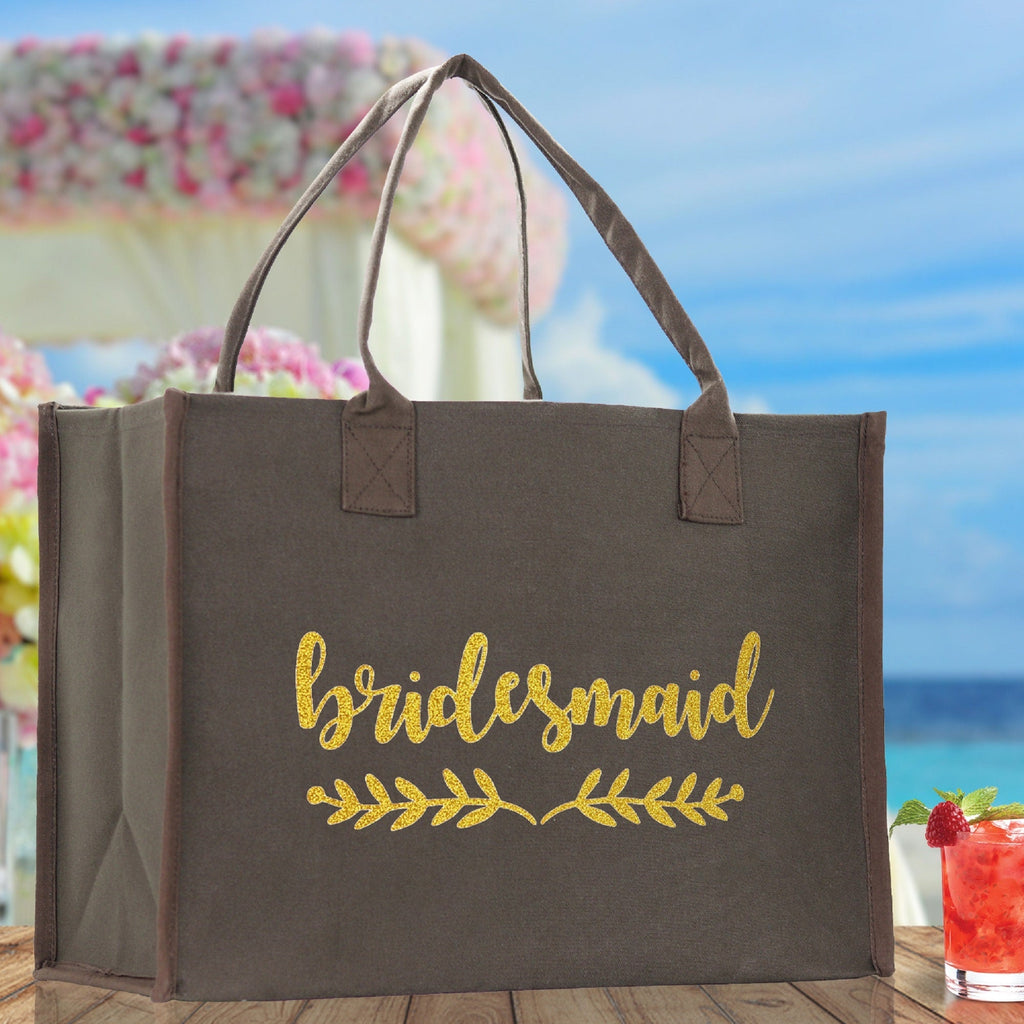 Bridesmaid Large Print Tote Bag 100% Cotton Canvas Bridal Party Tote Bachelorette Bag Bridal Chic Tote Bags Wedding Totes