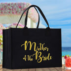 Mother of The Bride Large Print Tote Bag 100% Cotton Canvas Bridal Party Tote Bachelorette Bag Bridal Chic Tote Bags Wedding Totes