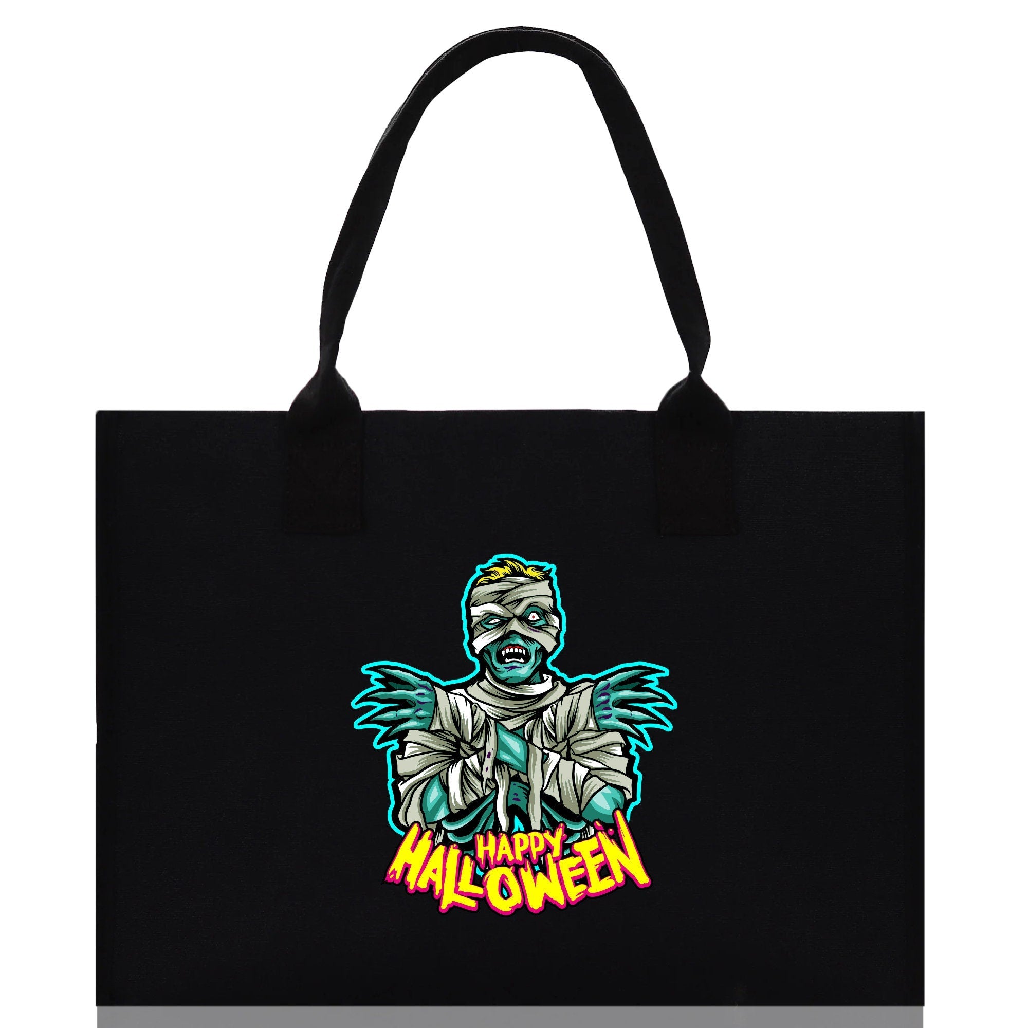 Halloween Trick or Treat Tote Bag Halloween Tote Bag for Kids Halloween Gift Halloween Candy Bag Halloween Doodles Cute Canvas Tote Bag