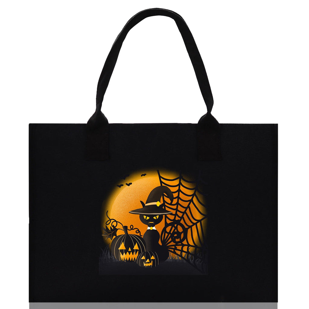 Halloween Trick or Treat Tote Bag Halloween Tote Bag for Kids Halloween Gift Halloween Candy Bag Halloween Doodles Cute Canvas Tote Bag