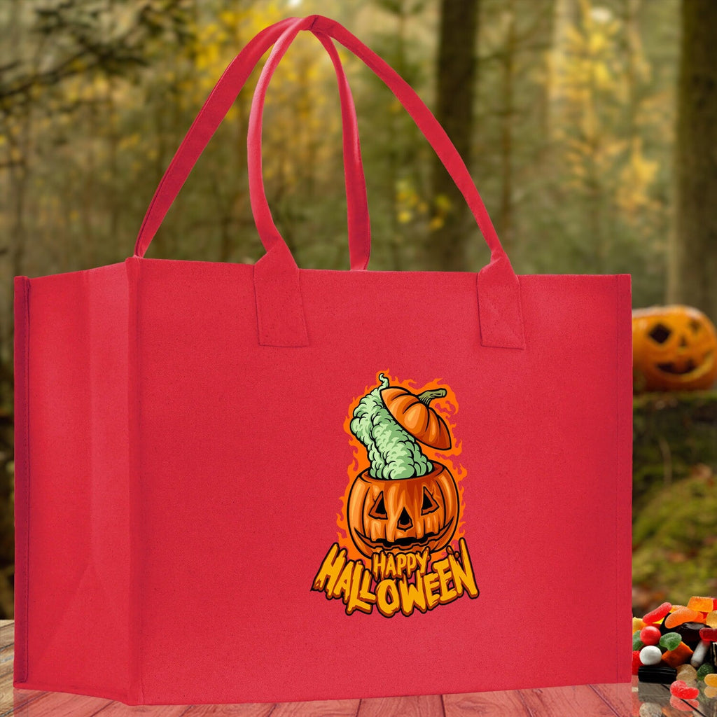Halloween Trick or Treat Tote Bag Halloween Tote Bag for Kids Halloween Gift Halloween Candy Bag Halloween Doodles Cute Canvas Tote Bag