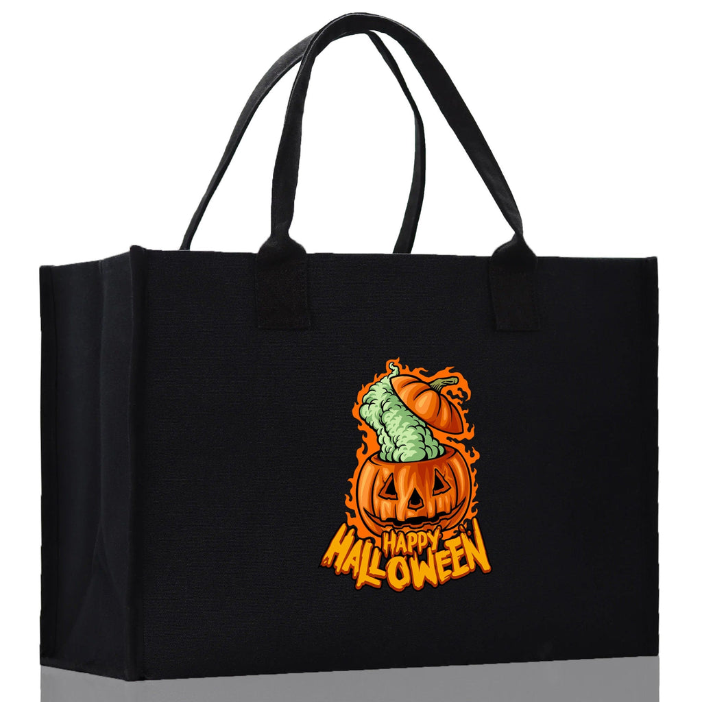 Halloween Trick or Treat Tote Bag Halloween Tote Bag for Kids Halloween Gift Halloween Candy Bag Halloween Doodles Cute Canvas Tote Bag
