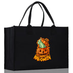 Halloween Trick or Treat Tote Bag Halloween Tote Bag for Kids Halloween Gift Halloween Candy Bag Halloween Doodles Cute Canvas Tote Bag