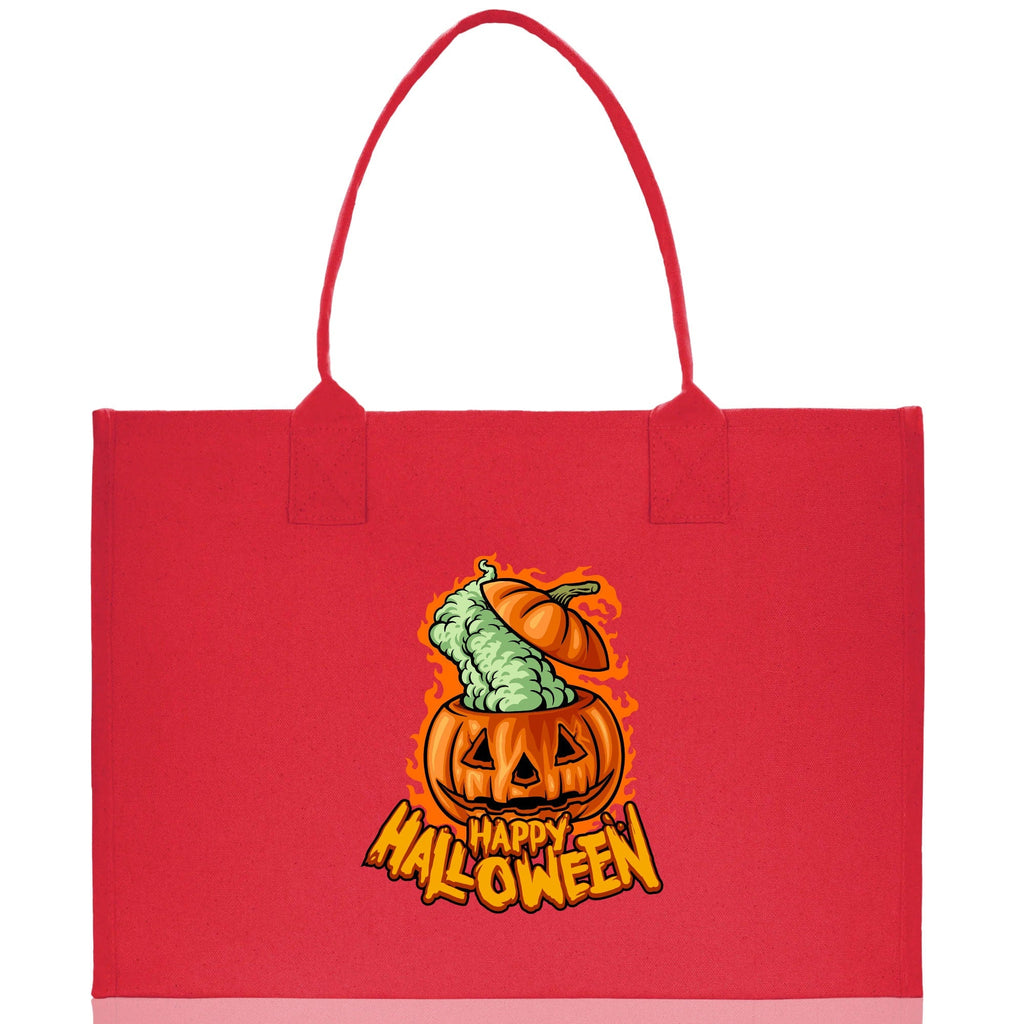 Halloween Trick or Treat Tote Bag Halloween Tote Bag for Kids Halloween Gift Halloween Candy Bag Halloween Doodles Cute Canvas Tote Bag