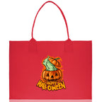Halloween Trick or Treat Tote Bag Halloween Tote Bag for Kids Halloween Gift Halloween Candy Bag Halloween Doodles Cute Canvas Tote Bag