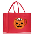 Halloween Trick or Treat Tote Bag Halloween Tote Bag for Kids Halloween Gift Halloween Candy Bag Halloween Doodles Cute Canvas Tote Bag