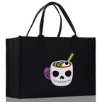 Halloween Trick or Treat Tote Bag Halloween Tote Bag for Kids Halloween Gift Halloween Candy Bag Halloween Doodles Cute Canvas Tote Bag