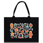 Halloween Trick or Treat Tote Bag Halloween Tote Bag for Kids Halloween Gift Halloween Candy Bag Halloween Doodles Cute Canvas Tote Bag