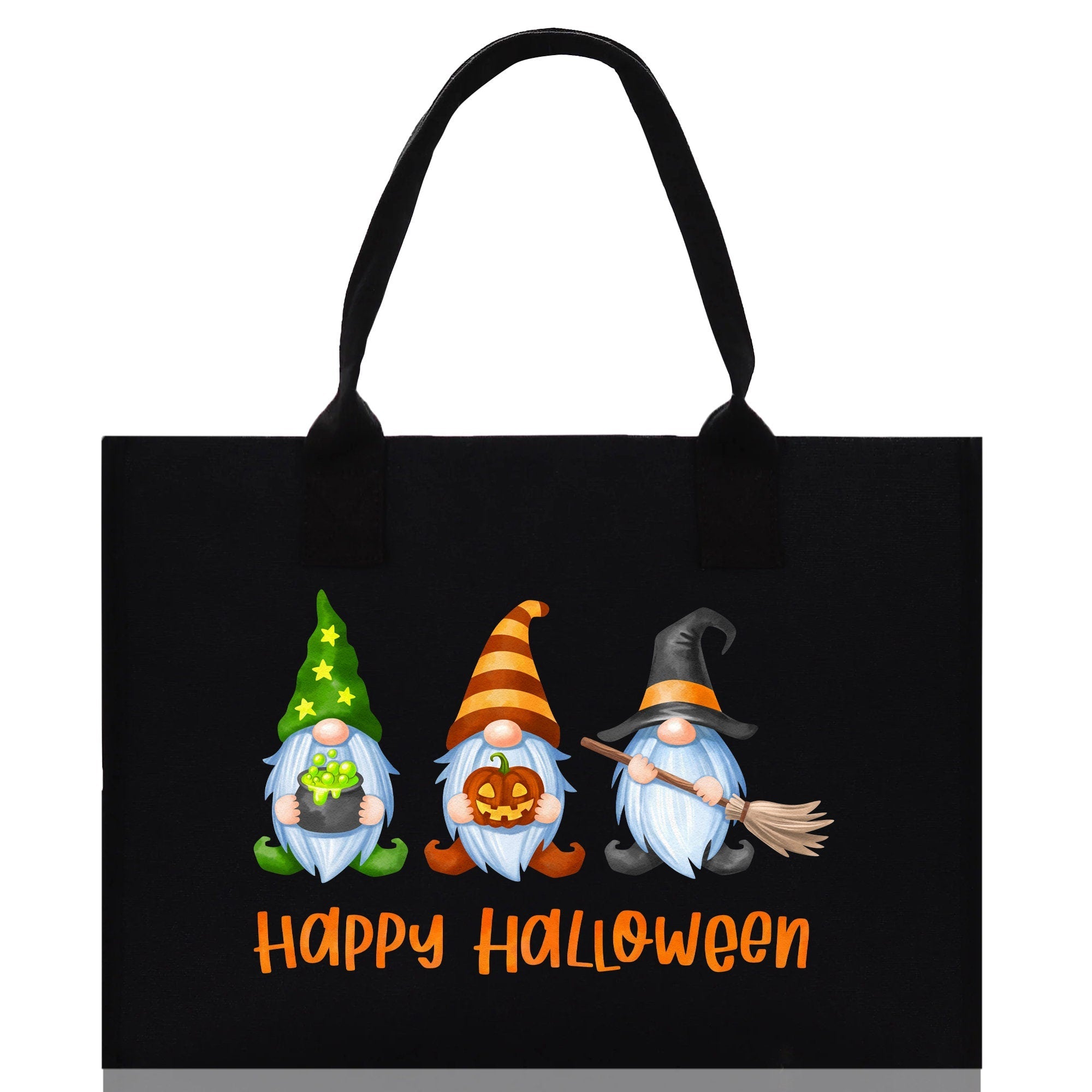 Halloween Trick or Treat Tote Bag Halloween Tote Bag for Kids Halloween Gift Halloween Candy Bag Halloween Doodles Cute Canvas Tote Bag