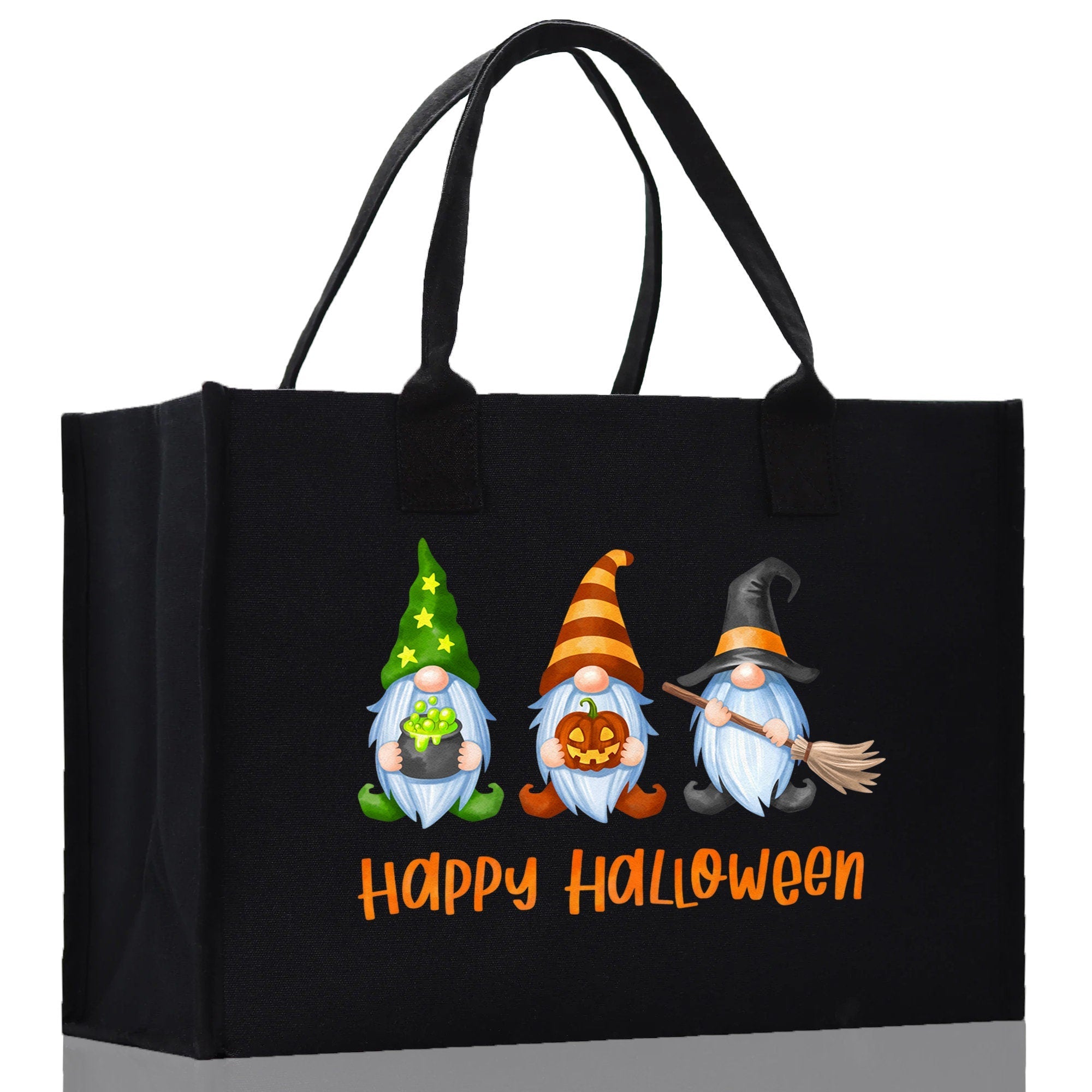 Halloween Trick or Treat Tote Bag Halloween Tote Bag for Kids Halloween Gift Halloween Candy Bag Halloween Doodles Cute Canvas Tote Bag