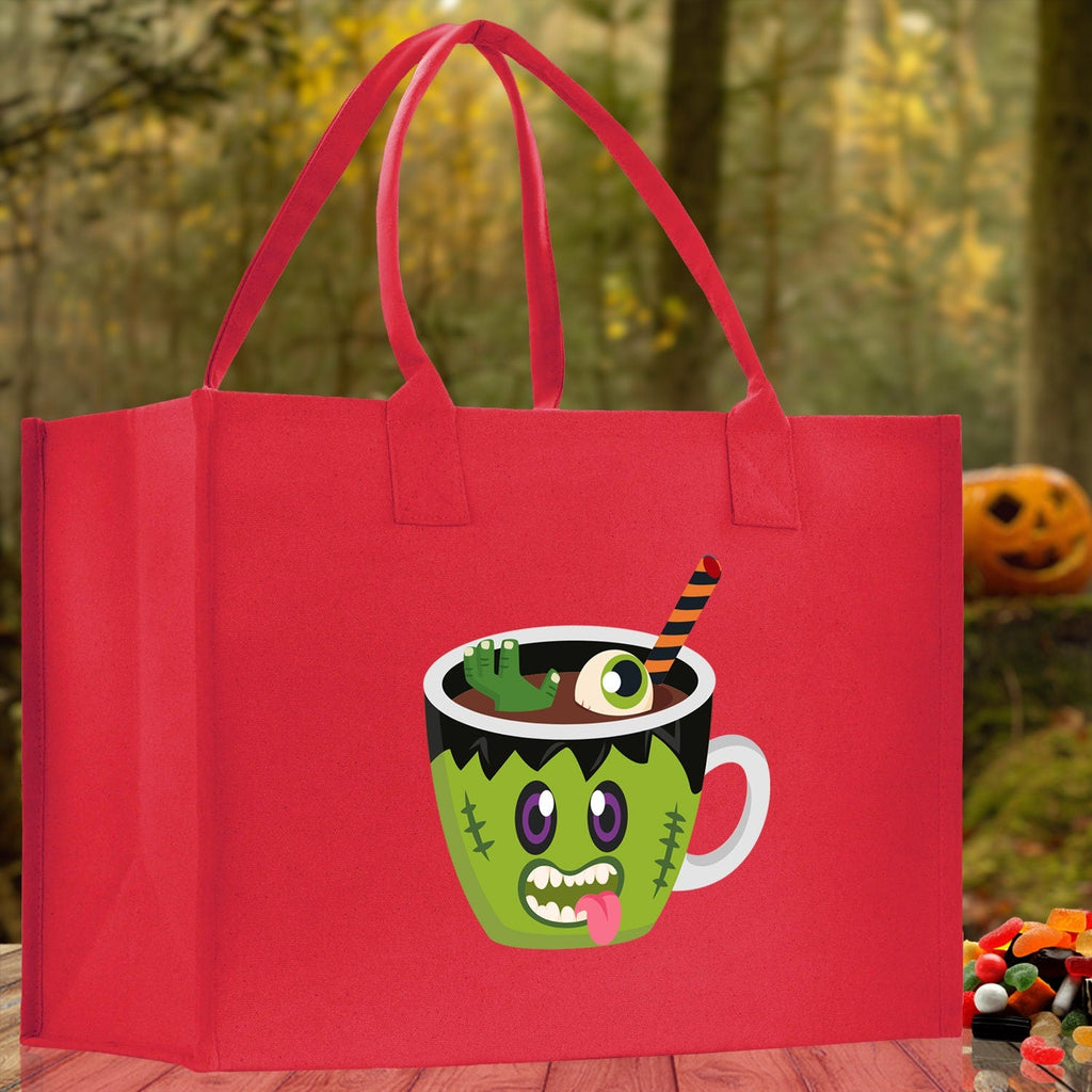 Halloween Trick or Treat Tote Bag Halloween Tote Bag for Kids Halloween Gift Halloween Candy Bag Halloween Doodles Cute Canvas Tote Bag