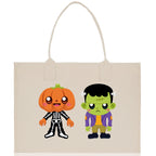 Halloween Trick or Treat Tote Bag Halloween Tote Bag for Kids Halloween Gift Halloween Candy Bag Halloween Doodles Cute Canvas Tote Bag