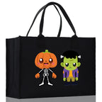 Halloween Trick or Treat Tote Bag Halloween Tote Bag for Kids Halloween Gift Halloween Candy Bag Halloween Doodles Cute Canvas Tote Bag