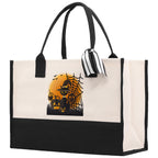 Halloween Trick or Treat Tote Bag Halloween Tote Bag for Kids Halloween Gift Halloween Candy Bag Halloween Doodles Cute Canvas Tote Bag