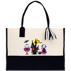 Halloween Trick or Treat Tote Bag Halloween Tote Bag for Kids Halloween Gift Halloween Candy Bag Halloween Doodles Cute Canvas Tote Bag