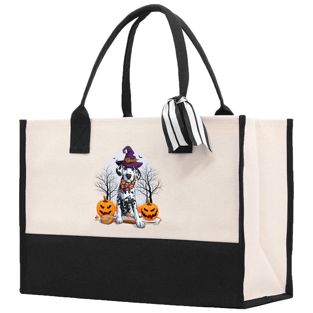 Halloween Trick or Treat Tote Bag Halloween Tote Bag for Kids Halloween Gift Halloween Candy Bag Halloween Doodles Cute Canvas Tote Bag