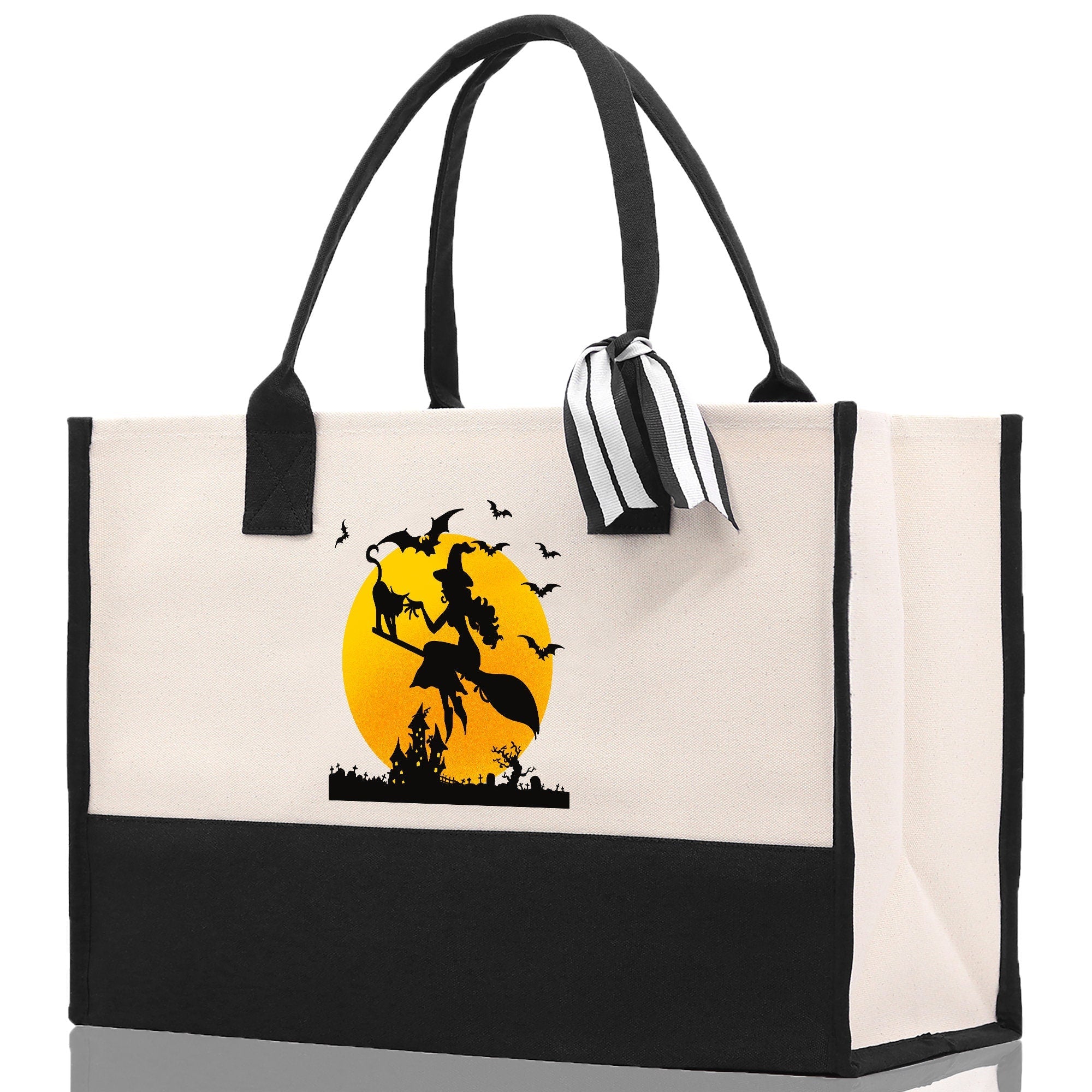 Halloween Trick or Treat Tote Bag Halloween Tote Bag for Kids Halloween Gift Halloween Candy Bag Halloween Doodles Cute Canvas Tote Bag