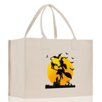 Halloween Trick or Treat Tote Bag Halloween Tote Bag for Kids Halloween Gift Halloween Candy Bag Halloween Doodles Cute Canvas Tote Bag